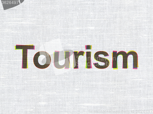 Image of Travel concept: Tourism on fabric texture background