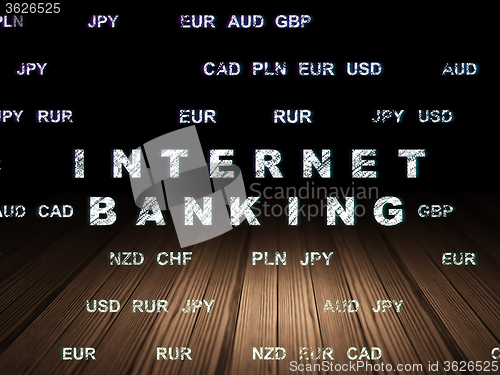 Image of Money concept: Internet Banking in grunge dark room