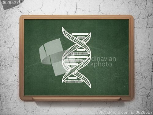 Image of Science concept: DNA on chalkboard background