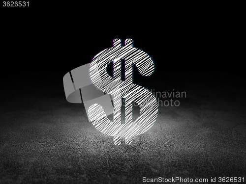Image of Currency concept: Dollar in grunge dark room