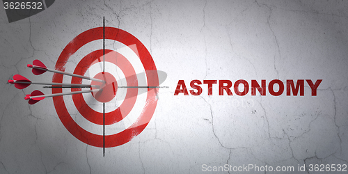 Image of Education concept: target and Astronomy on wall background