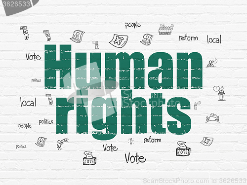 Image of Politics concept: Human Rights on wall background