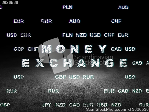 Image of Currency concept: Money Exchange in grunge dark room