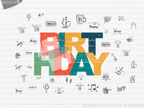Image of Holiday concept: Birthday on wall background