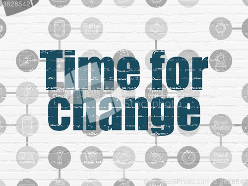 Image of Time concept: Time for Change on wall background