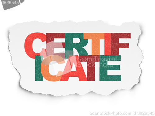 Image of Law concept: Certificate on Torn Paper background