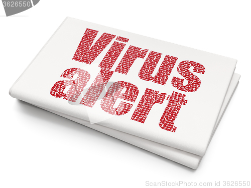 Image of Privacy concept: Virus Alert on Blank Newspaper background