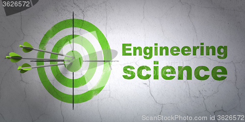 Image of Science concept: target and Engineering Science on wall background