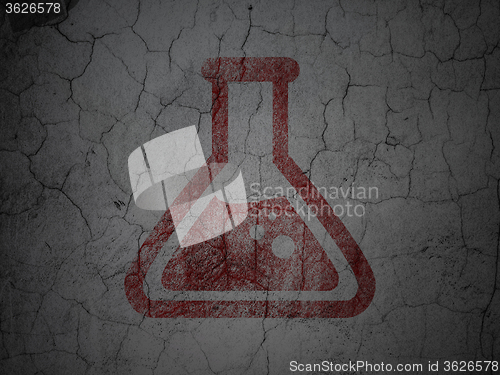 Image of Science concept: Flask on grunge wall background