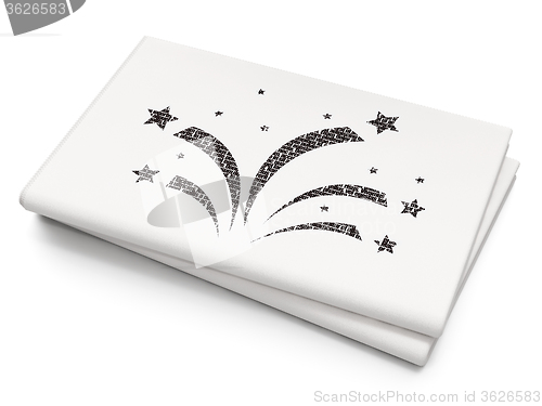 Image of Entertainment, concept: Fireworks on Blank Newspaper background