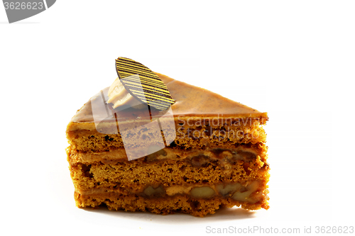 Image of Chocolate slice of delicious cake  