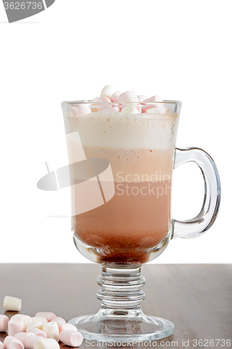 Image of A glass of hot chocolate with marshmallows