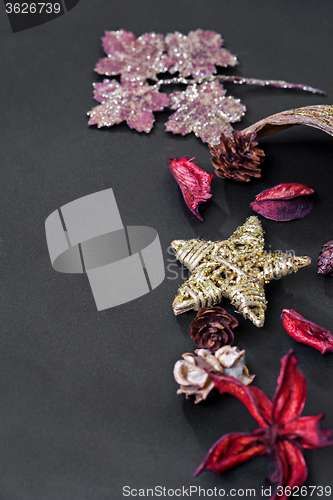 Image of Christmas decorations with copy-space
