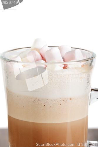 Image of A glass of hot chocolate with marshmallows