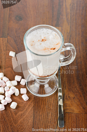 Image of A glass of hot chocolate with marshmallows