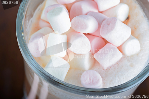 Image of Closeup of marshmallows in hot chocolate 