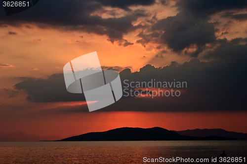 Image of Sunset in  Peloponese in greece in the summer