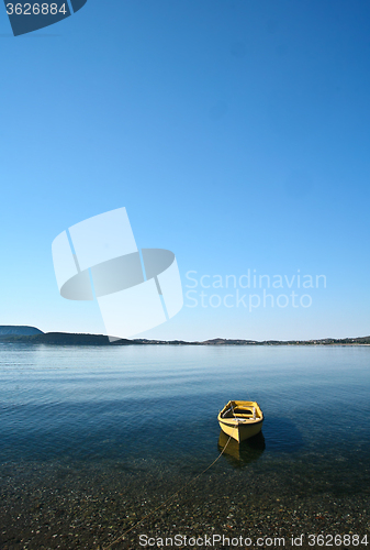 Image of Boat in the morning mist  Peloponese in Greece 