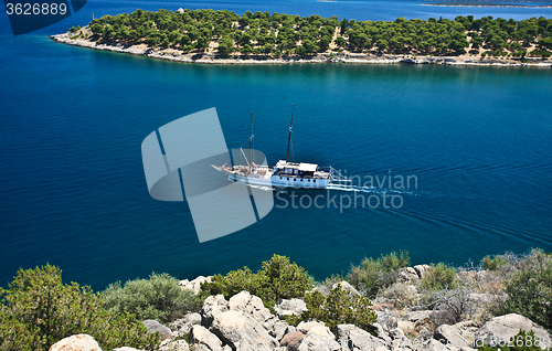 Image of Ferry boat in the  Peloponese in greece