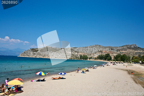 Image of People at the beach in the  Peloponese in greece