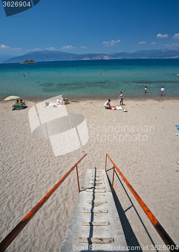 Image of People at the beach in the  Peloponese in greece