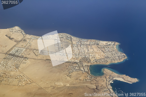 Image of Aerial view onto Sharm El Sheikh Coast. Egypt