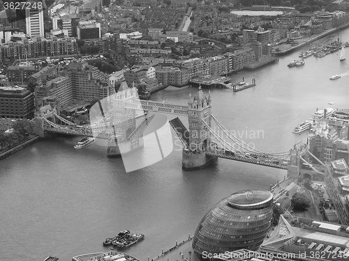 Image of Black and white Aerial view of London