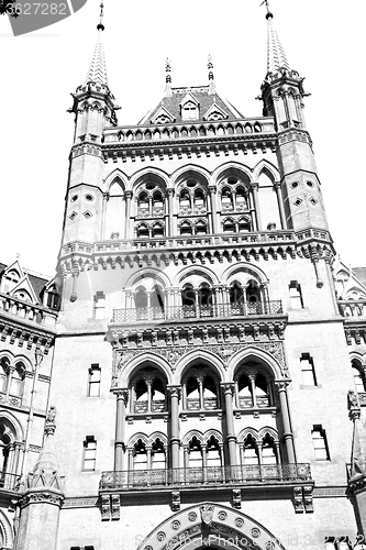 Image of old architecture in london england windows and brick exterior wa