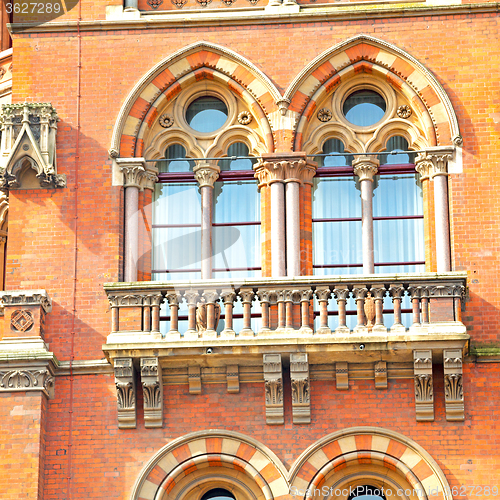 Image of old wall architecture in london england windows and brick exteri