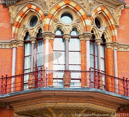 Image of old wall architecture in london england windows and brick exteri