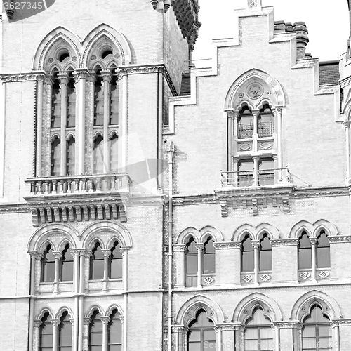 Image of old architecture in london england windows and brick exterior wa