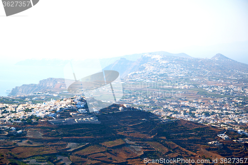 Image of in cyclades greece santorini europe   sea and   hill