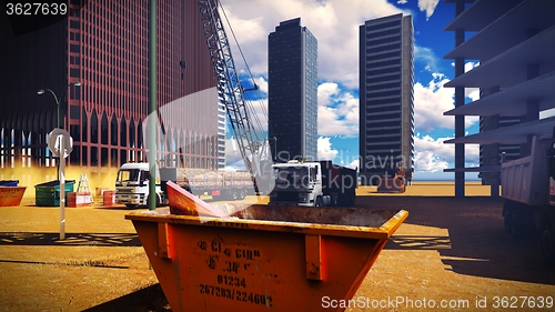 Image of construction site at sunset