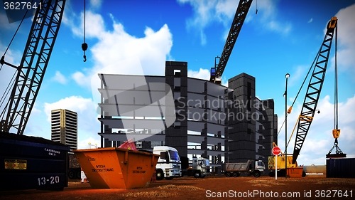 Image of construction site at sunset