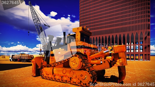 Image of construction site at sunset