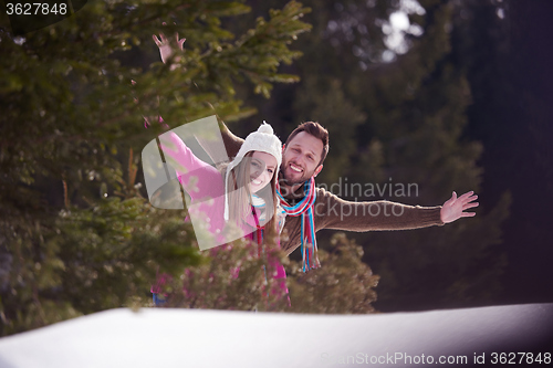 Image of romantic young couple on winter vacation
