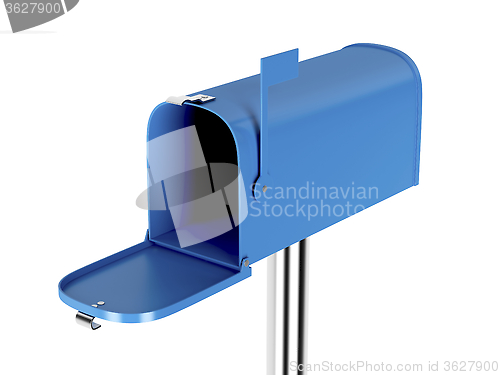 Image of Empty blue mailbox