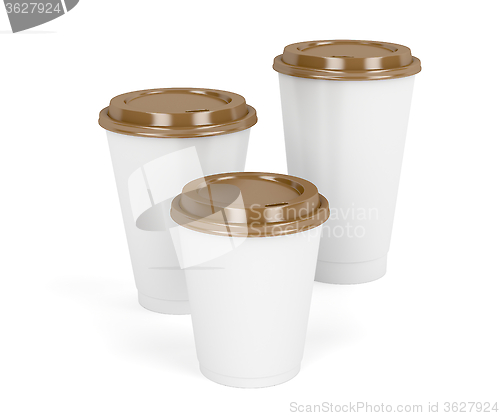Image of Three paper coffee cups