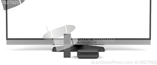 Image of Tv, media player and remote control