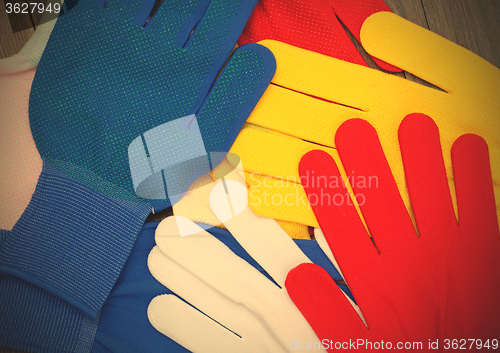 Image of colored construction gloves