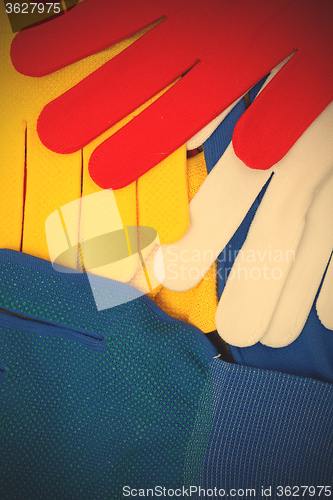 Image of colorful set of working gloves