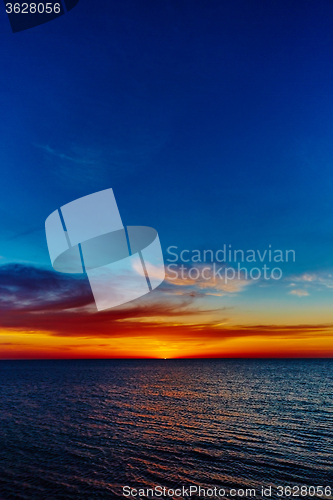 Image of Sunset over the ocean