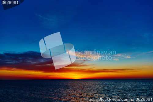 Image of Sunset over the ocean