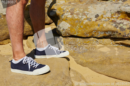 Image of Close up fashion image of man legs.