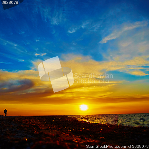 Image of Sunset over the ocean