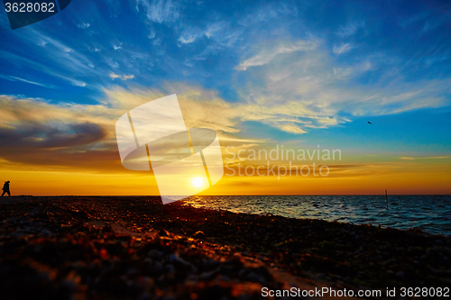 Image of Sunset over the ocean