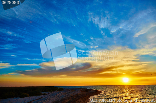 Image of Sunset over the ocean