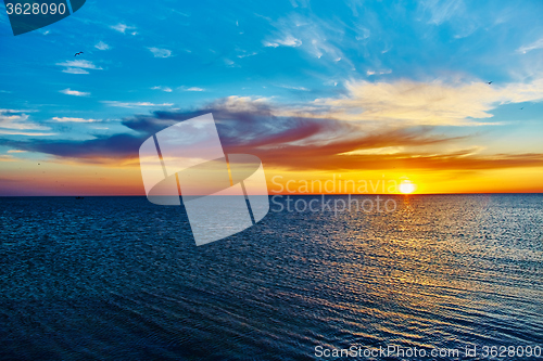 Image of Sunset over the ocean