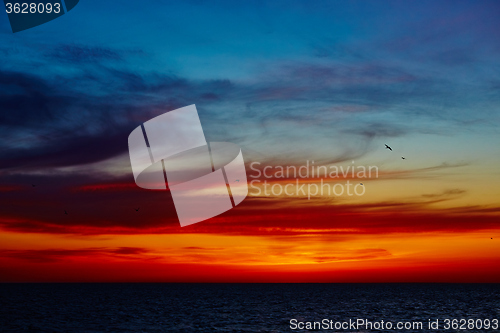 Image of Sunset over the ocean