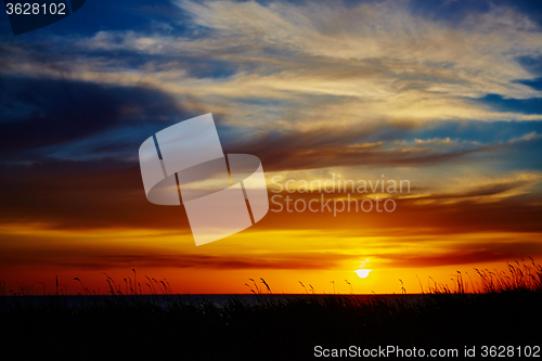 Image of Sunset over the ocean